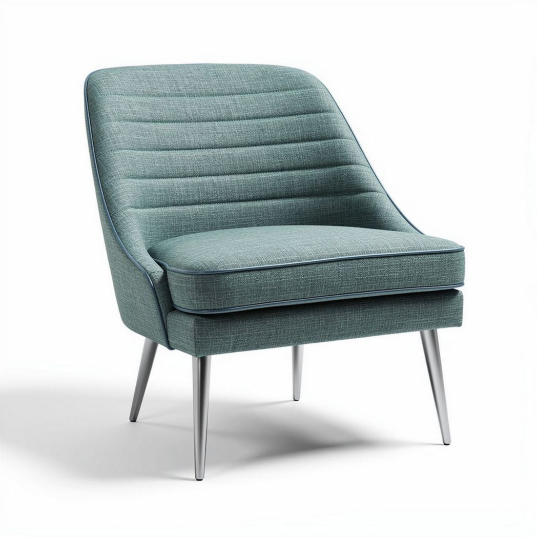 Sillón moderno tapizado en tela gris con patas de metal 70 x 70 x 85cm