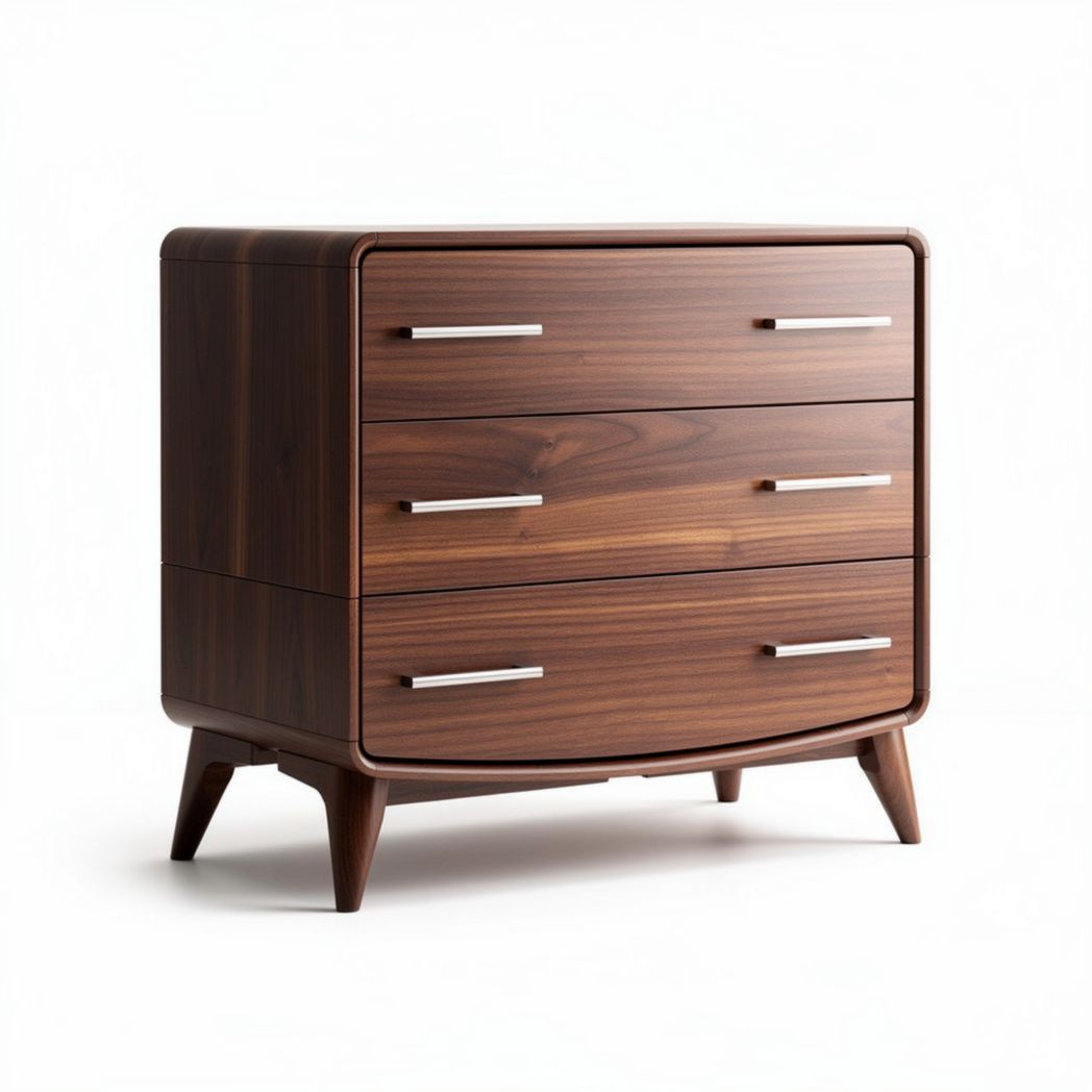 Cómoda de madera de nogal con tres cajones dimensiones 80 x 40 x 75cm