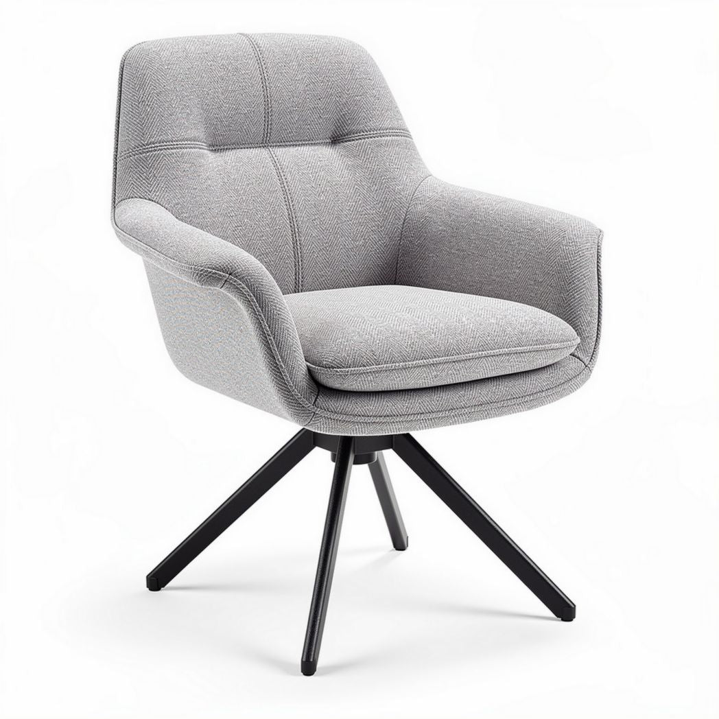 Silla de oficina giratoria en color gris con base negra dimensiones 65 x 65 x 80cm