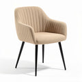 Silla de comedor tapizada en tela beige con patas negras 80 x 60 x 85cm