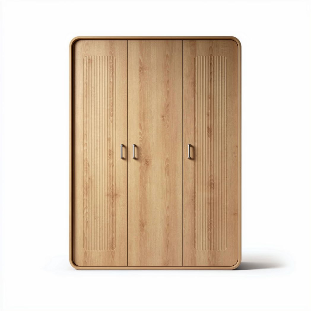 Armario de madera de 3 puertas en color natural 180 x 120 x 50cm