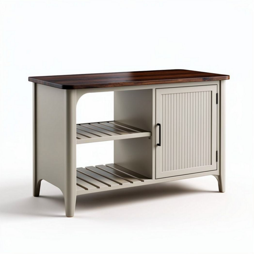 Mueble de cocina con puertas y estantes de madera y metal 120 x 60 x 75cm