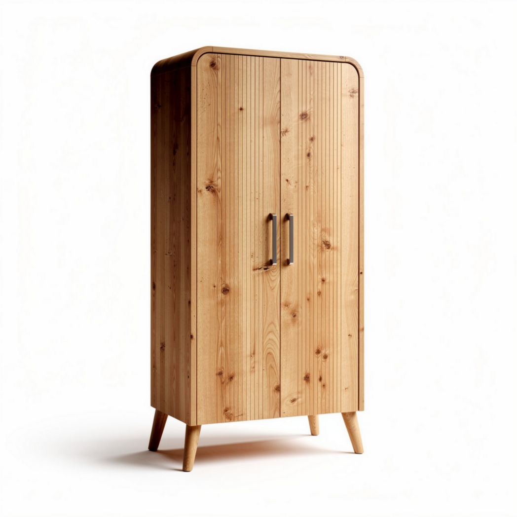 Armario de madera natural 80 x 40 x 180cm para almacenamiento en interiores