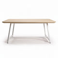 Mesa de comedor de madera clara y metal blanco 160 x 80 x 75cm