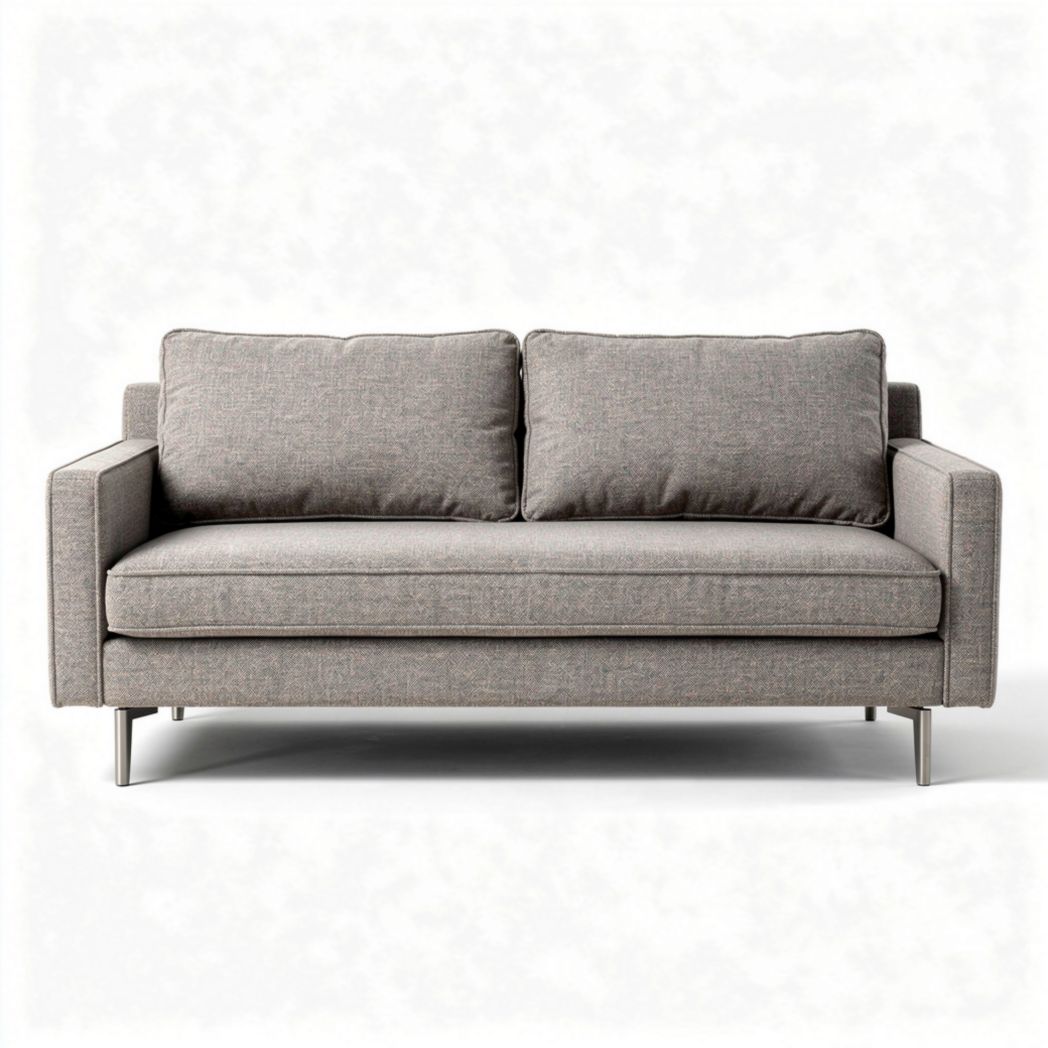 sofá moderno de dos plazas en tela gris 200 x 90 x 85cm con patas de metal
